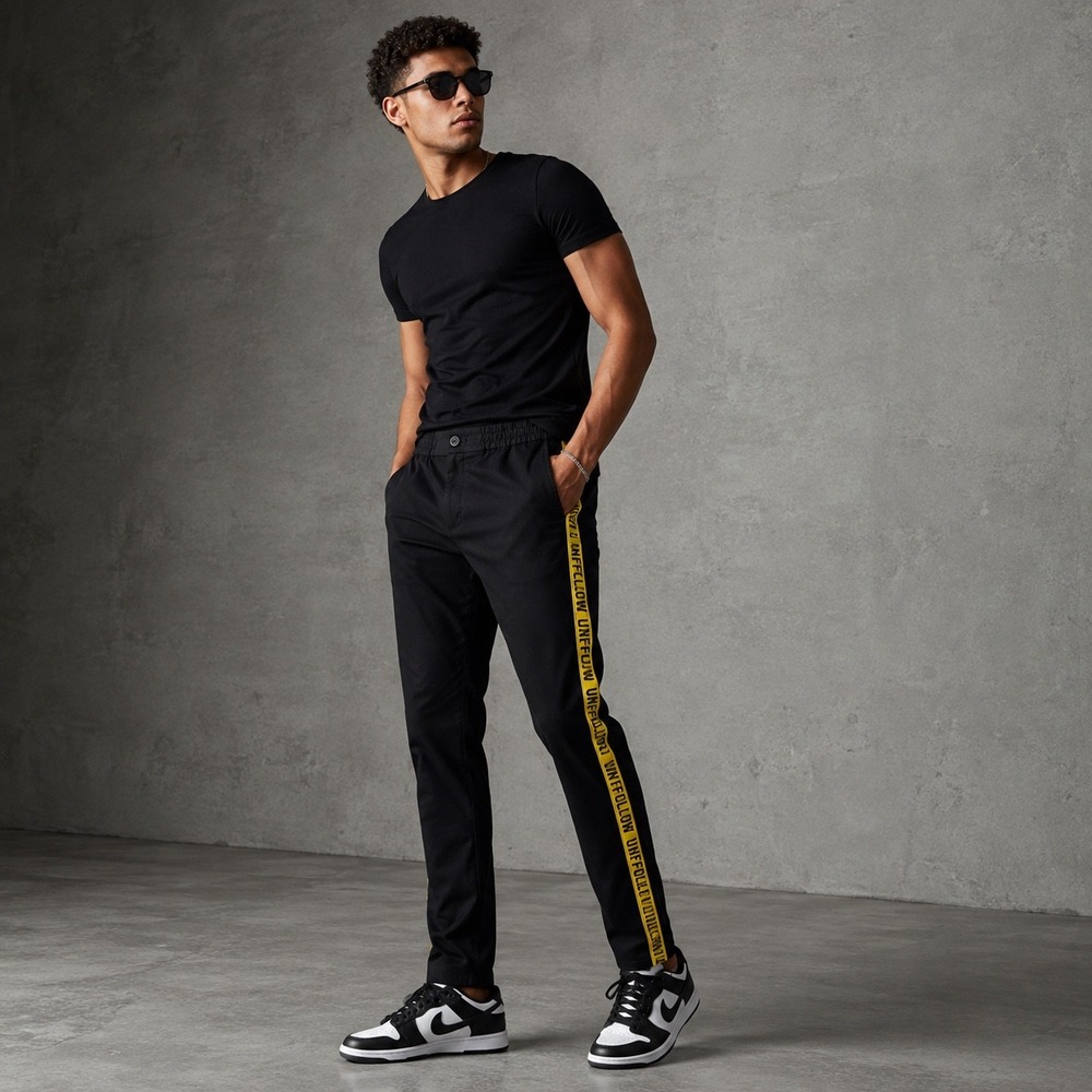 INC International Concepts Men Black Unfollow Side Stripe Slim Fit Pants 34x30